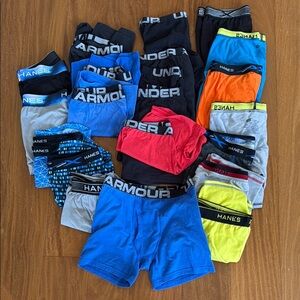 Boxer brief Bundle- 21. Hanes and Under Armour Boys XL Underwear.